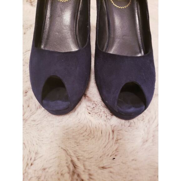 YVES SAINT LAURENT BLK SUEDE PALAIS PEEP TOE 9.5 - Picture 6 of 10